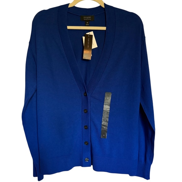 NWT Banana Republic Factory Forever Yarn Blue Cardigan Size Medium Preppy - Picture 2 of 16